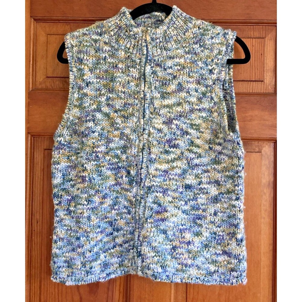 Talbots Womens M Full Zip Wool Blend Sweater Vest Cottagecore Cabin Winter